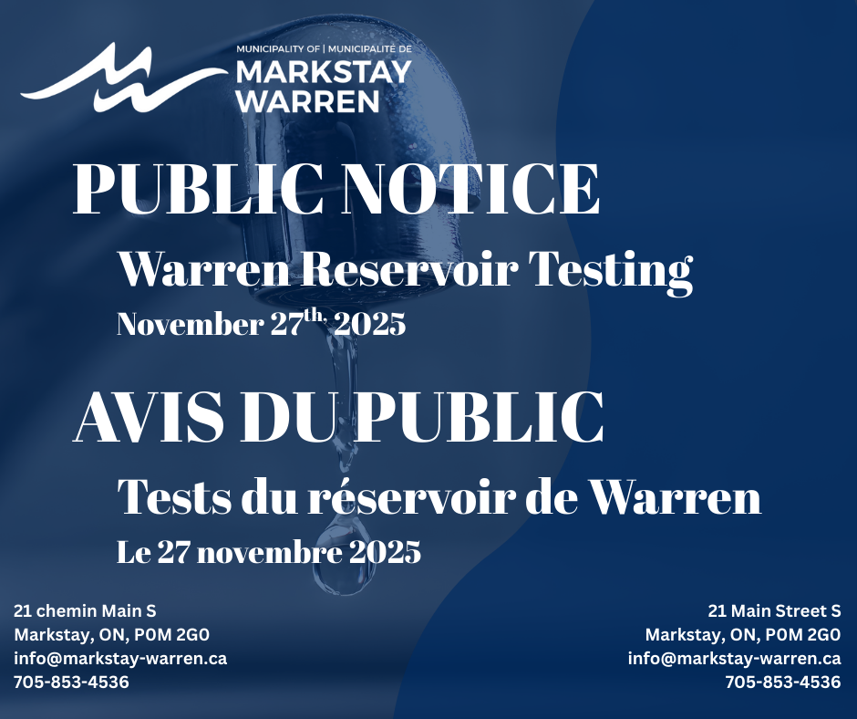 Public Notice - Warren Reservoir Testing - Nov 27th